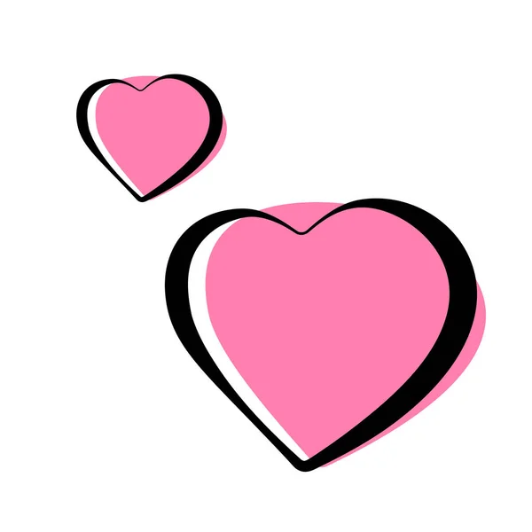 Par de iconos corazón rosa esbozado vector ilustración . — Vector de stock