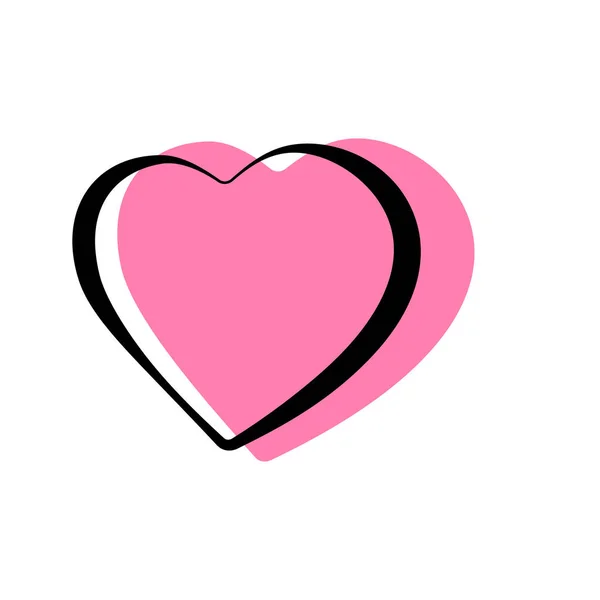 Corazón rosa en forma de iconos esbozados vector de ilustración . — Vector de stock