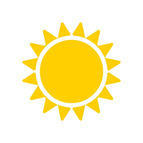 Ícone de sol amarelo isolado no fundo branco. Luz solar plana simples moderna, sinal. Símbolo de verão de vetor na moda para design de site, botão web, aplicativo móvel . —  Vetores de Stock