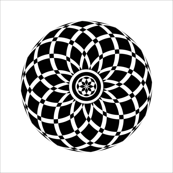 Tek renkli zarif dairesel desende siyah ve beyaz. Dairesel matematiksel süsleme. Bir vektör dairesel modeli gelen çapraz daireler. Mandala.