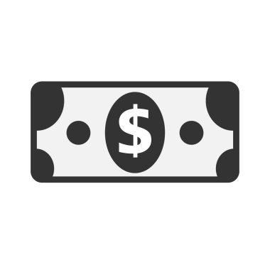 Kağıt dolar simgesi simgesi beyaz arka plan üzerinde