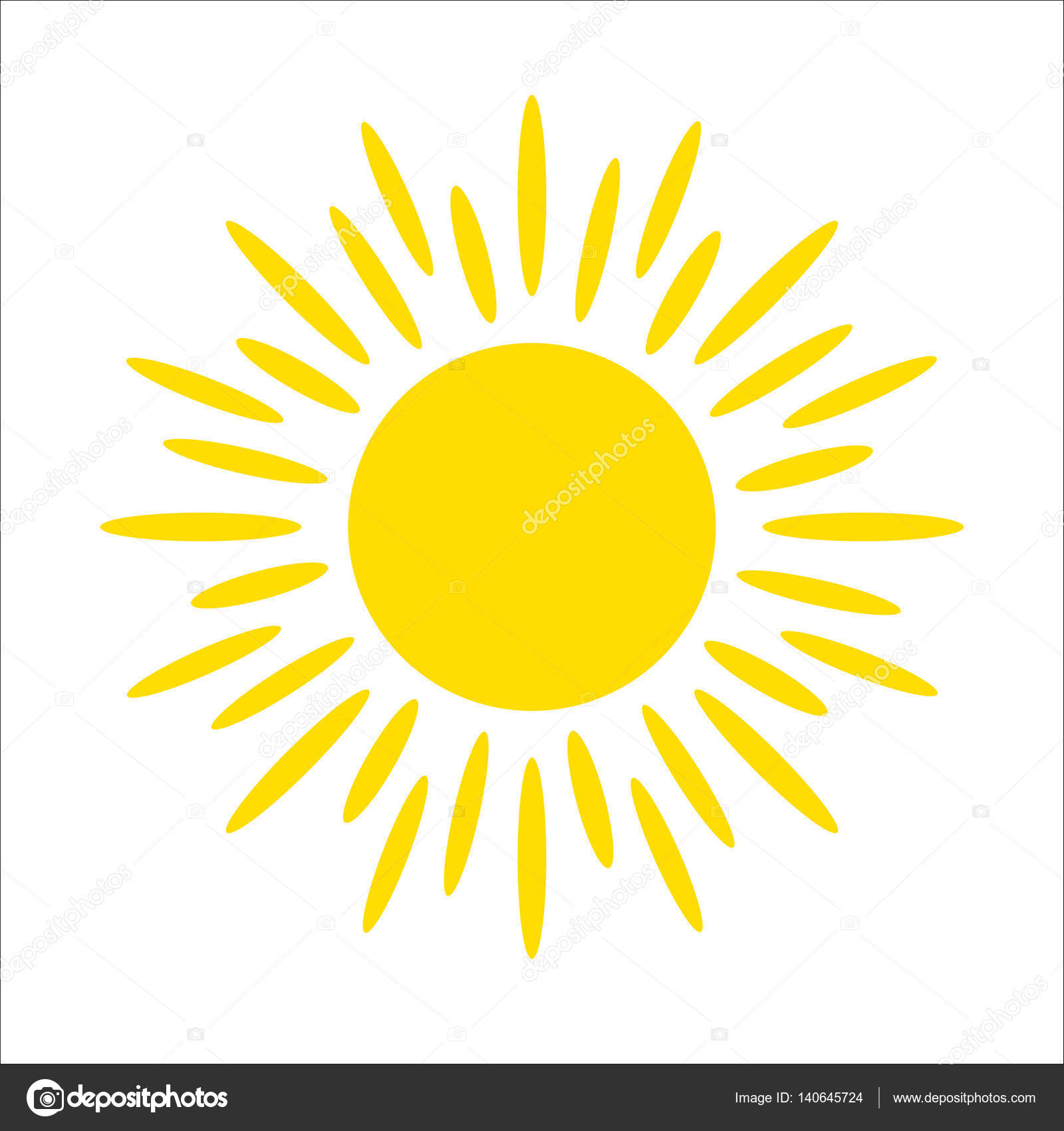 Yellow sun icon isolated on white background. Flat sunlight, sign. Vector  summer symbol for website design, web Stock Vector Image by ©Shaitan1985  #140645724