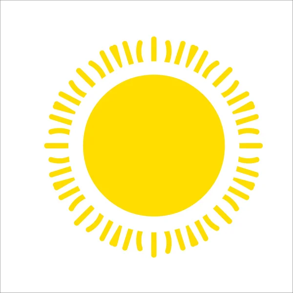 Gele zon pictogram geïsoleerd op een witte achtergrond. Platte zonlicht, teken. Zomer symbool voor websiteontwerp vector, web — Stockvector
