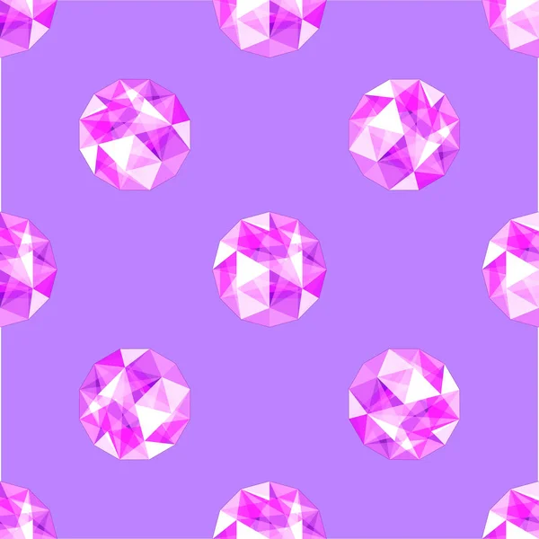 現実的な紫色のアメジストの宝石のシームレスなパターン。ベクトル図. — ストックベクタ