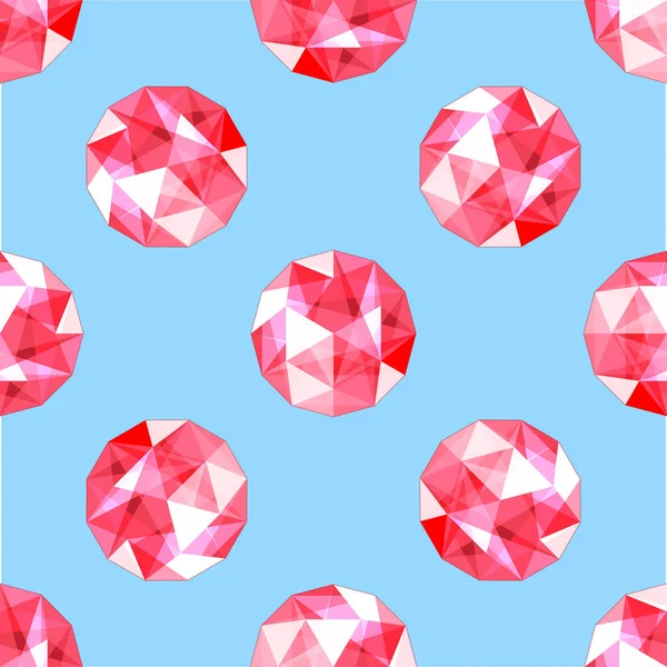 Motif sans couture de gemmes rubis rouges réalistes. Illustration vectorielle . — Image vectorielle