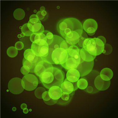 Bokeh ışıkları olan yeşil soyut arkaplan.