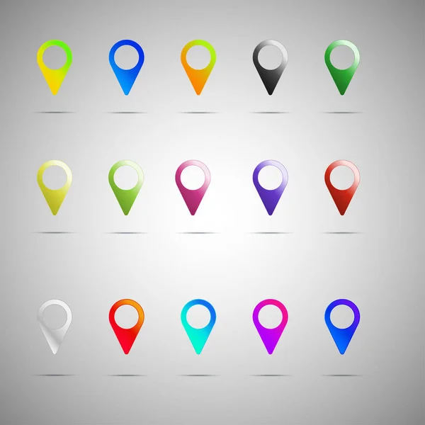 Set icona puntatore mappa colorata. Collezione di elementi di design vettoriale — Vettoriale Stock