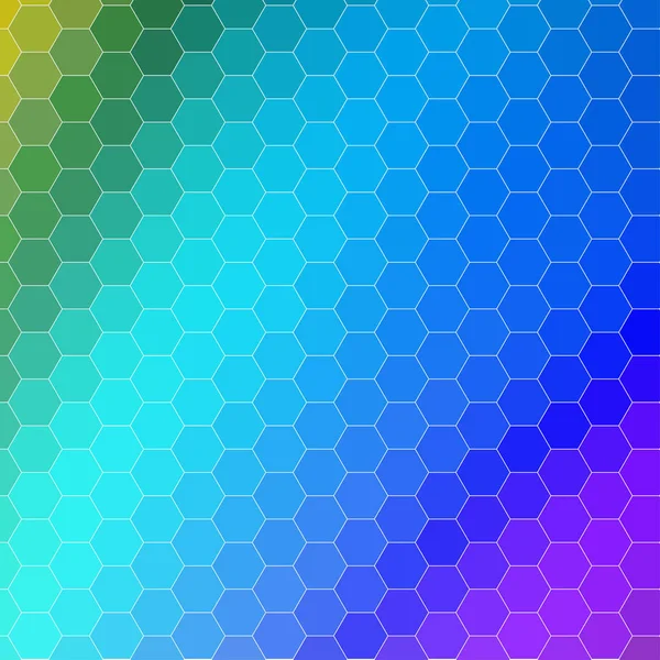 Simple hexágono geométrico color arco iris vector de fondo — Vector de stock