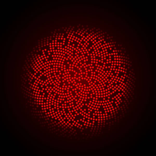 Círculo abstrato pontilhado fundo vermelho. Ilustração vetorial — Vetor de Stock