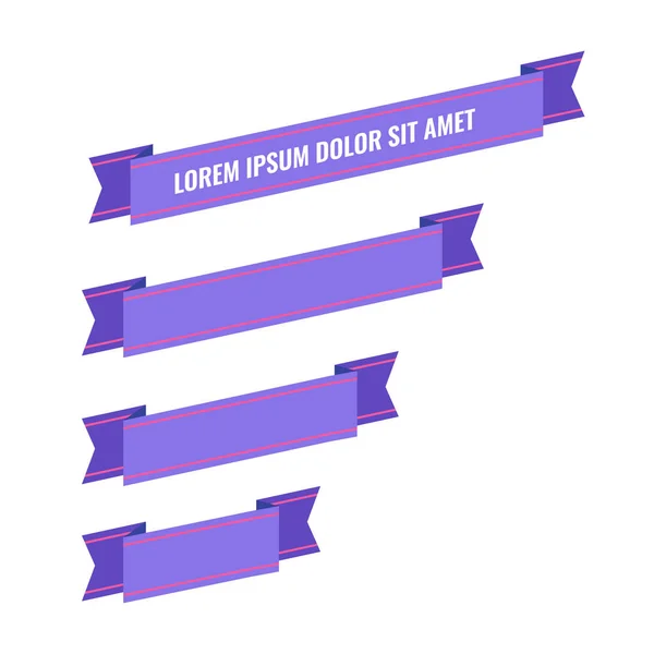 紫のフラット リボン バナーを設定します。レトロなベクトル図. — ストックベクタ