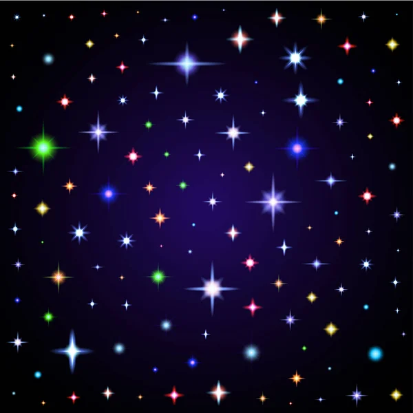 Світлові відблиски, космічні зірки. Ілюстрація спалаху лінз різних кольорів . — стоковий вектор