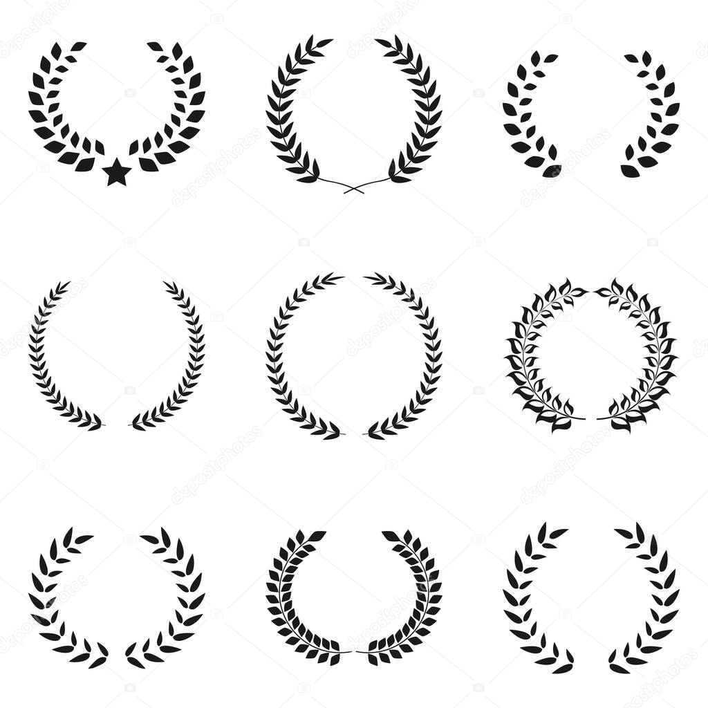 laurel wreath icon set. Vintage frames collection