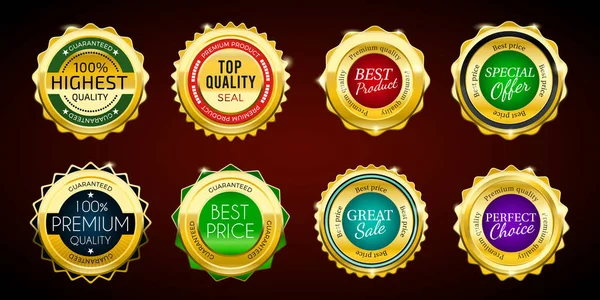 Gold Premium Sale Badges Set. — Stockvektor