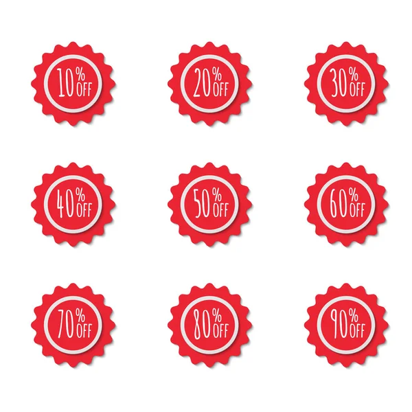 Red sale stickers collection. Set of labels — Stock Vector