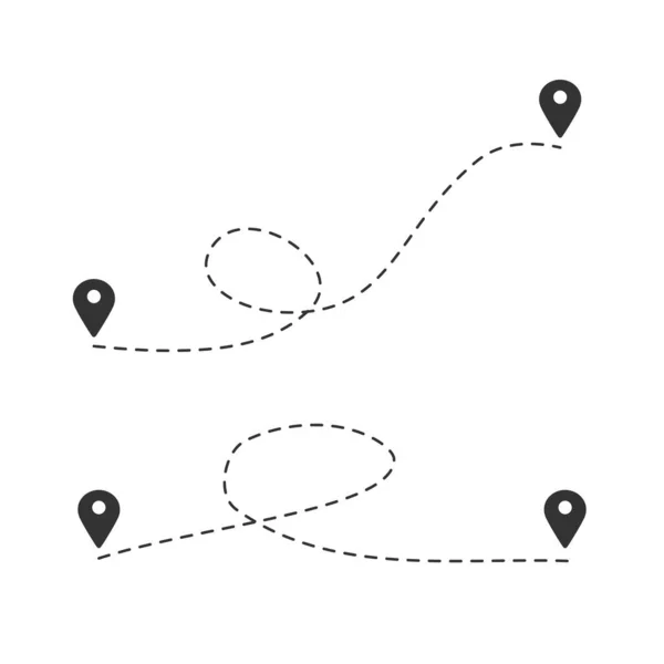 Simbolo del percorso. Linea tratteggiata. Simbolo mappa — Vettoriale Stock