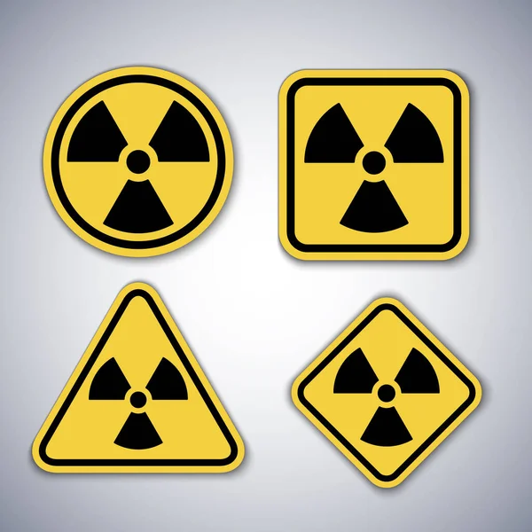 Símbolos de aviso de radiação definidos. recolha de sinais de alerta nuclear. Ícones vetoriais —  Vetores de Stock