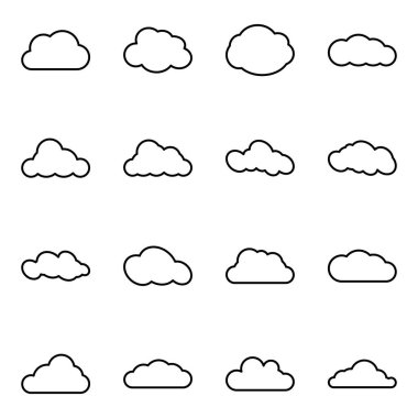 Bulut ağı simgeleri ayarlandı. Basit vektör sembolleri koleksiyonu