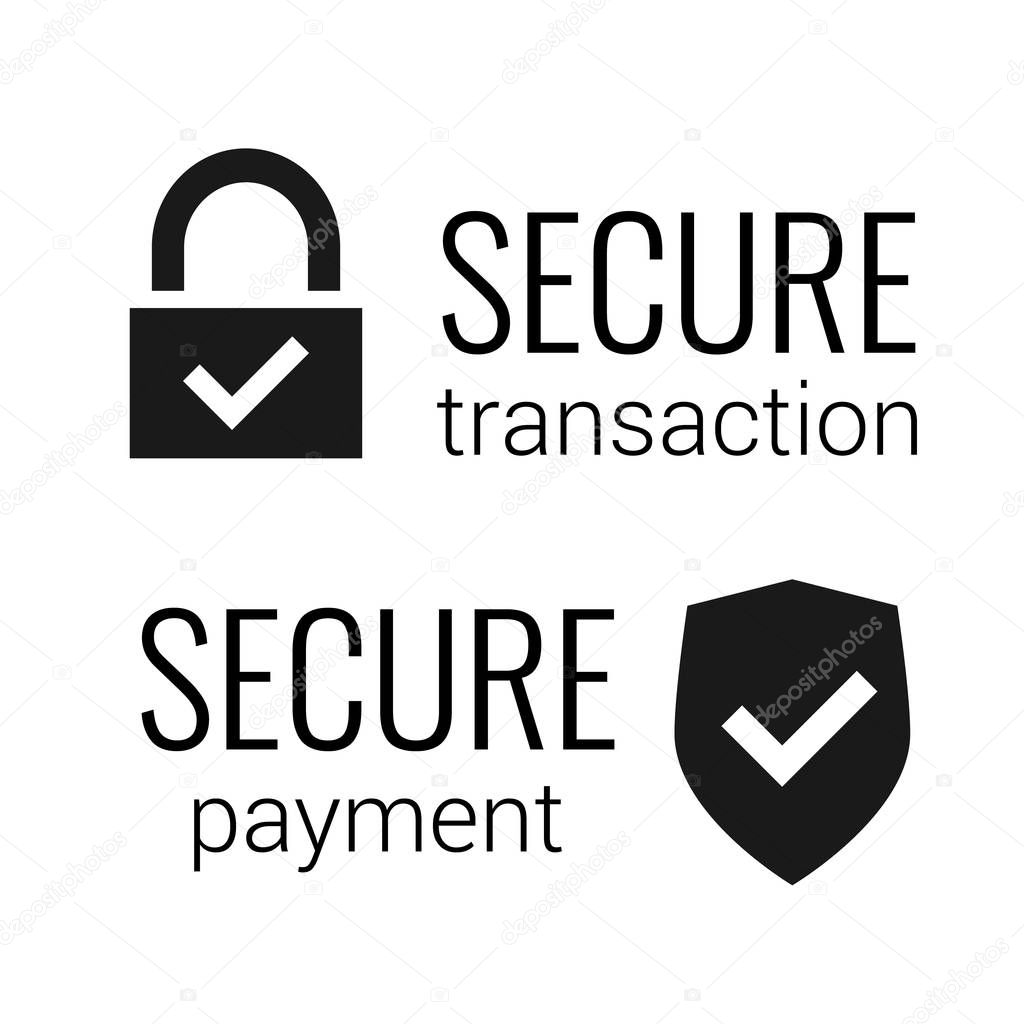 Secure connection icon vector illustration isolated, flat style secured ssl shield symbols