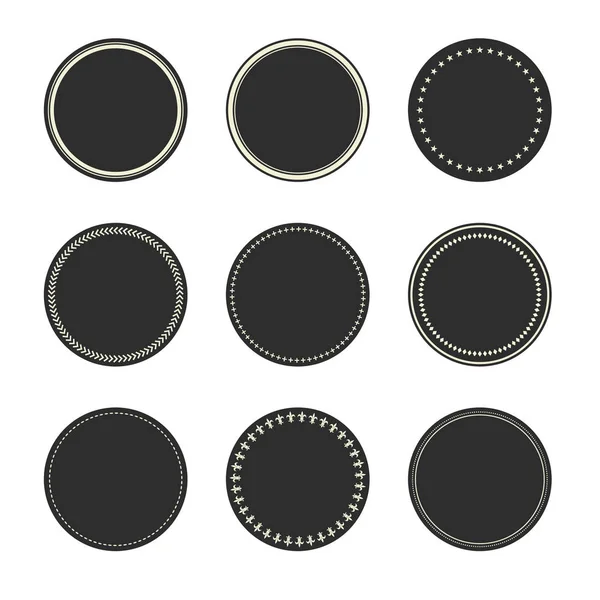 Conjunto de marcos de sello redondo oscuro. Ilustración vectorial — Archivo Imágenes Vectoriales