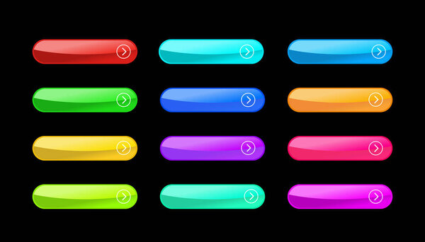 Set of colorful glass buttons. Web design elements