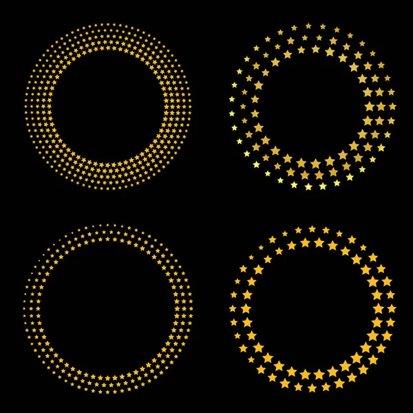 Marcos redondos estrella dorada. Colección de ornamentos geométricos. Elementos de diseño — Vector de stock