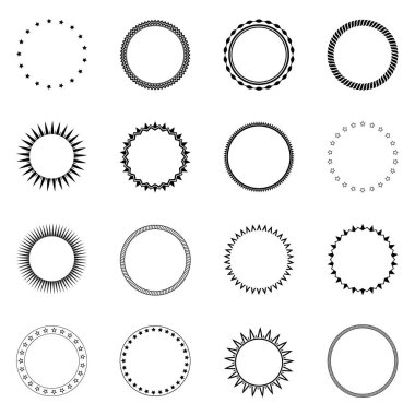 Basit yuvarlak çerçeve koleksiyonu. Vektör illüstrasyonu