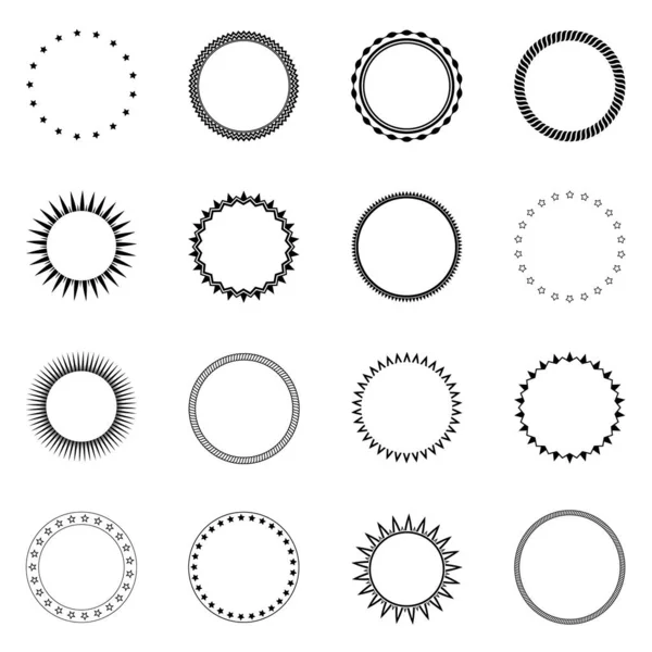 Semplice collezione di cornici rotonde. Illustrazione vettoriale — Vettoriale Stock