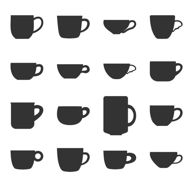 Thé ou café tasses collection. Icônes vectorielles réglées. Symboles Cafe — Image vectorielle