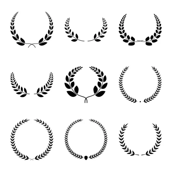 Coleção de símbolos Laurel Wreath. Elementos de projeto vetorial . —  Vetores de Stock