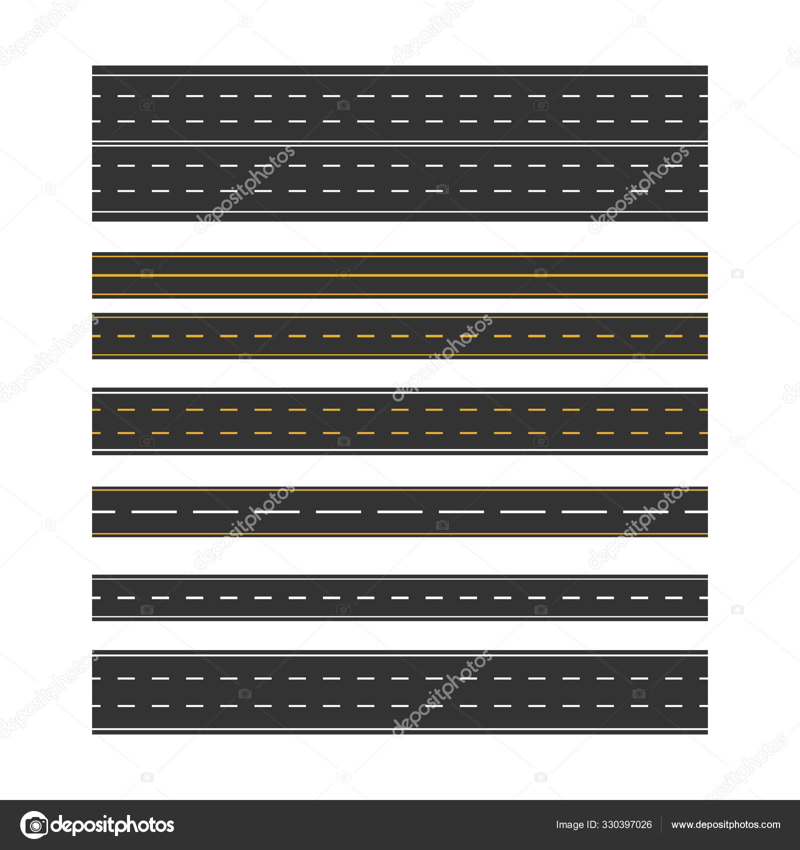 Trænge ind Vilje Penge gummi Set of Road Marking Isolated Background. Top View. Straight Highway Stock  Vector Image by ©Shaitan1985 #330397026