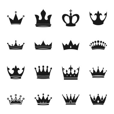Taç sembolleri yerleştirildi. Vektör simgeleri koleksiyonu