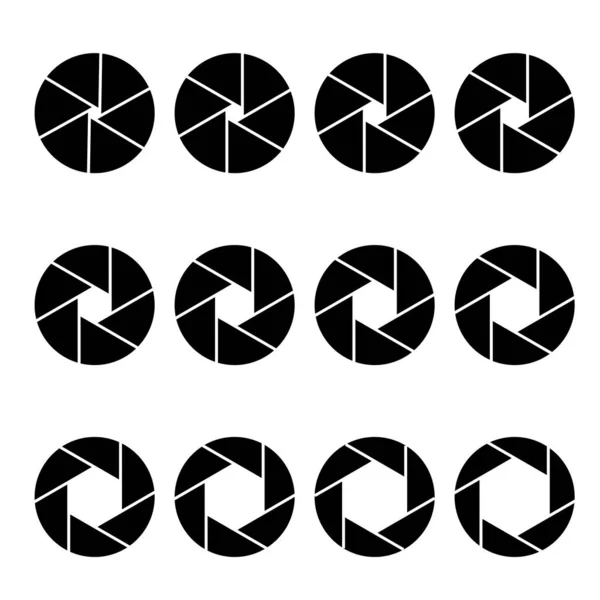 Camera lens diaphragm icon set. Camera shutter symbols, Vector illustration — 스톡 벡터