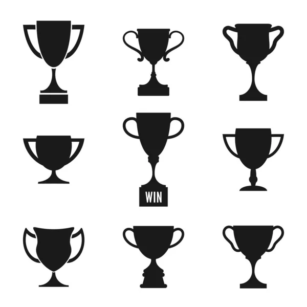 Trophy cup icons set. Flat symbols collection. Design elements — Stock Vector