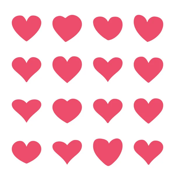 Conjunto de iconos corazón rojo en un diseño plano — Vector de stock