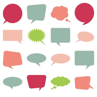 Klasik renk konuşma baloncukları ayarlandı. Renkli metin çerçeveleri koleksiyonu