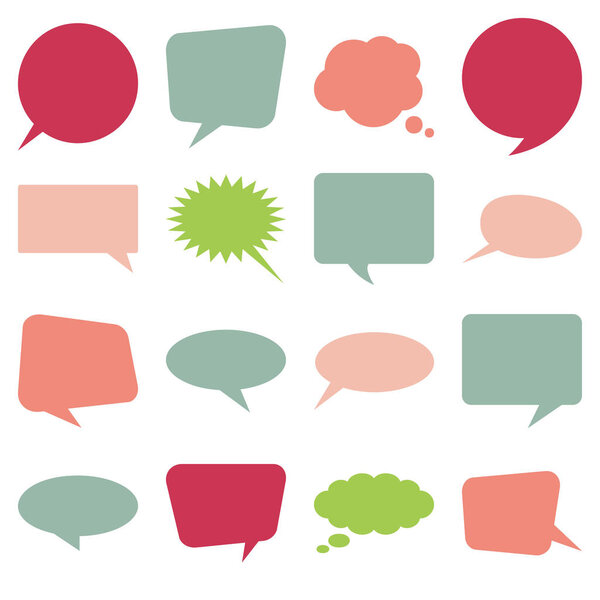 Vintage color speech bubbles set. Colorful text frames collection
