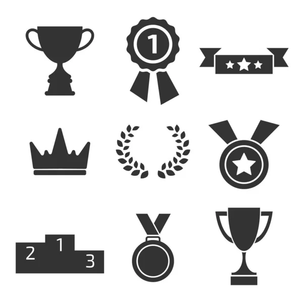 Serie di simboli di vittoria. Medaglie in stile piatto — Vettoriale Stock