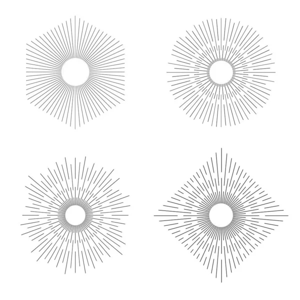 Set Retro Sun burst vormen voor vintage design. Verzameling van vectorframes — Stockvector