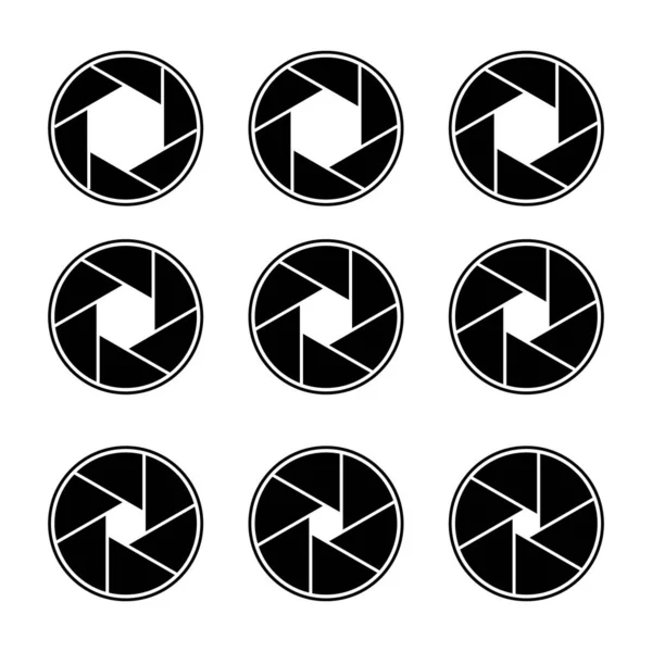 Camera lens diaphragm icon set. Camera shutter symbols, Vector illustration — 스톡 벡터