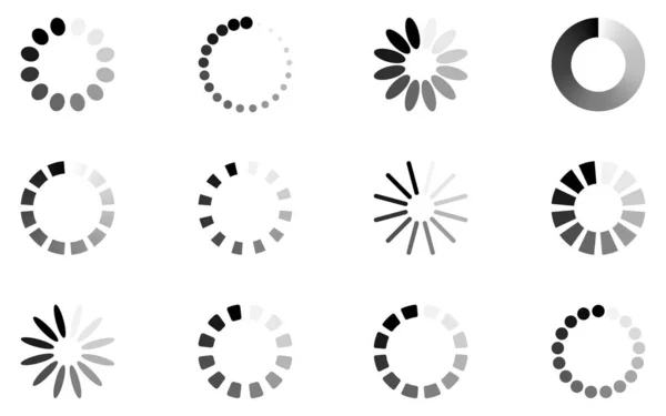 Loading symbols set. Round download shapes collection. Menu vector wait elements — 스톡 벡터