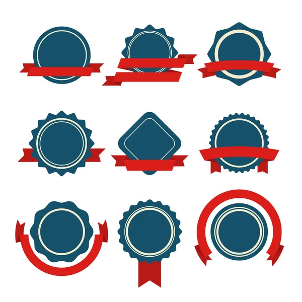 Vintage empty badges set. Round emblems for design. Classic template. Vector design elements — Stok Vektör