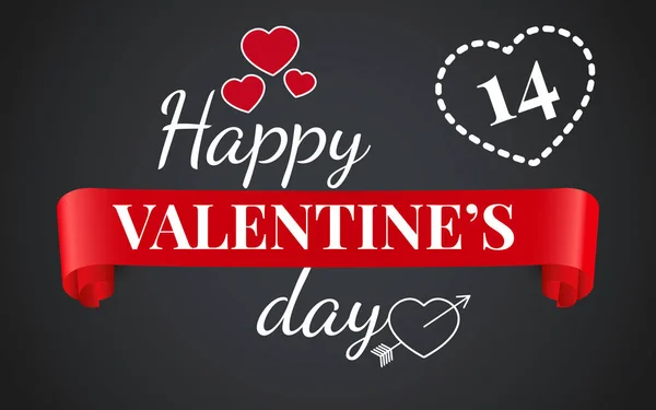 Romantic Valentines Day template of horizontal banner for with red and white hearts. Vector illustration — 스톡 벡터