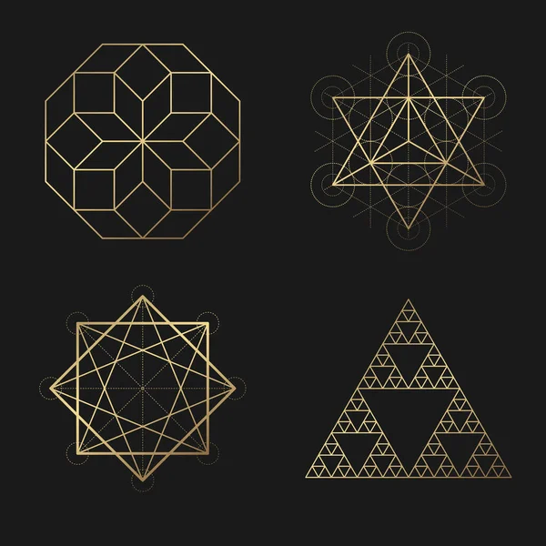 Heilige geometrie gouden vector ontwerp elementen collectie — Stockvector