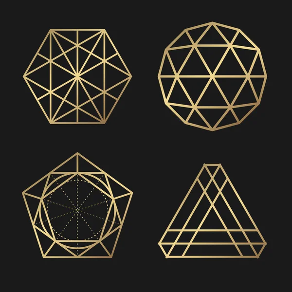Geometría sagrada colección de elementos de diseño de vectores dorados — Vector de stock