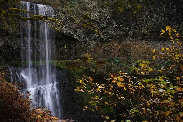 Dibalik Jalur Hiking Air Terjun Oregon Salem Pemandangan Musim Gugur — Stok Foto