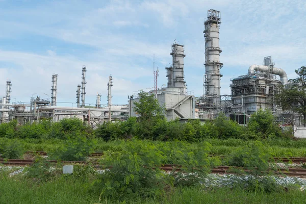 Oil Refinery factory with blue sky, Petroleum, petrochemical plant