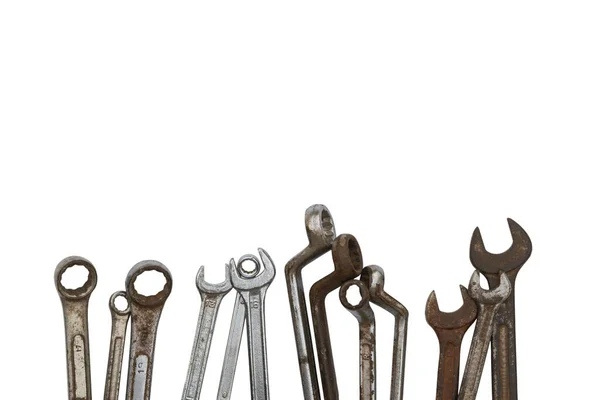 Schraubenschlüssel Werkzeuge Auf Weißem Hintergrund — Stockfoto