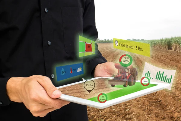 Iot,internet of things, agriculture concepts,farmer use 3d pop u — Stock Photo, Image