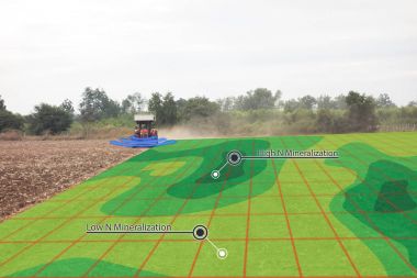 Akıllı tarım kavramı, çiftçi traktör h ile içinde kızılötesi kullanma
