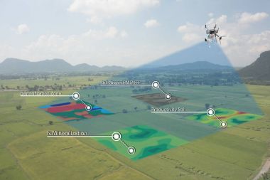 Akıllı tarım kavramı, çiftçi dron hig ile içinde kızılötesi kullanma